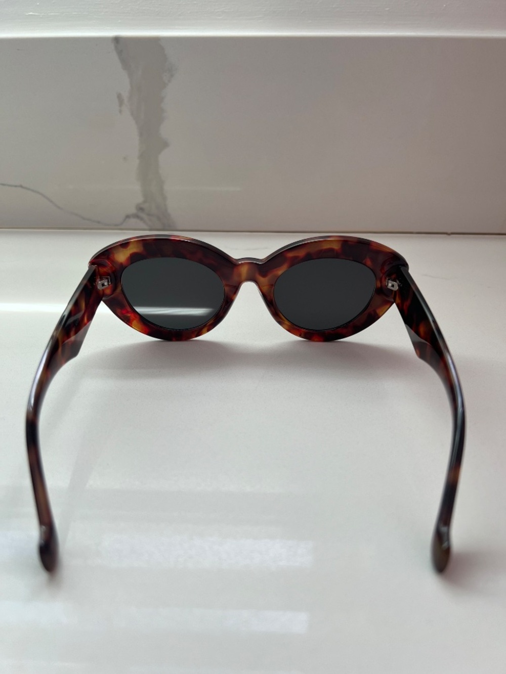 Tortoise Brown Shell Acetate Oval Sunglasses Chunky Frame (NEW) - Picture 3 of 6